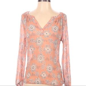 Lucky Brand small sheer boho tassel blouse